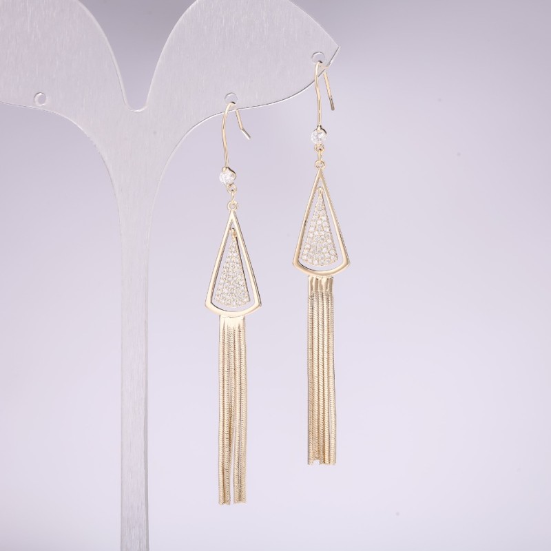 Tassel Earrings 73x11mm Gold-Tone Metal Korea
