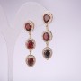 Evening Earrings Series 925 with Red Stones 45x10mm Gold-Tone Metal