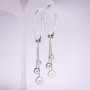 Hoop Earrings with Drops Series 925 White Beads 95x2mm Silver-Tone Metal