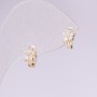 Flower Earrings Series 925 White Rhinestones 7x11mm Gold-Tone Metal
