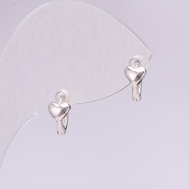 Heart Earrings Series 925 5x8mm Silver-Tone Metal Korea