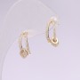 Stud Earrings Half-Hoops Series 925 White Rhinestones 6x15mm Gold-Tone Metal Korea