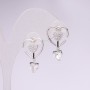 Stud Earrings Hearts Series 925 White Rhinestones 23x15mm Silver-Tone Metal