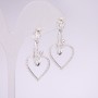 Stud Earrings with Heart Drops Series 925 White Rhinestones 35x18mm Silver-Tone Metal