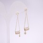 Drop Earrings Series 925 White Rhinestones 48x9mm Gold-Tone Metal