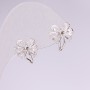 Bow Stud Earrings, 925 series, with white stones, 12x14mm, silver-tone metal