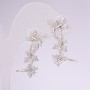 Butterfly Ear Cuffs, 925 series, with white rhinestones, 29x12mm, silver-tone metal