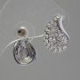 Stud Earrings with Rhinestones White Colour 12x18mm Silver-Tone Metal