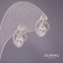 Xuping Earrings with Stone, White, 18x11mm, Rhodium