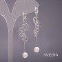 Xuping Long Earrings with Majorca Pearls White 58x7mm Rhodium