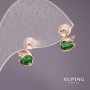 Xuping Stud Earrings Swans with Stone Green 10x7mm 18K Gold Plated