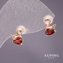 Xuping Stud Earrings Swans with Stone Red 10x7mm 18K Gold Plated