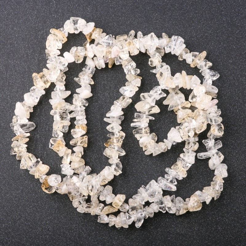 Rutilated Quartz Chip Beads, Diameter 8+/-mm, Length 80cm