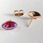 Xuping Stud Earrings with Swarovski Crystals, Grain Shape, Red-Blue Chameleon, Diameter 6x11mm, Gold Plated