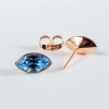 Xuping Stud Earrings with Swarovski Crystals, Grain Shape, Blue, Diameter 6x11mm, Gold Plated