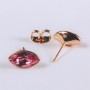 Xuping Stud Earrings with Swarovski Crystals, Grain Shape, Pink, Diameter 6x11mm, Gold Plated