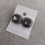 Earrings 1.7 cm square crystal grey