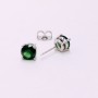 Xuping Stud Earrings with Green Stone, 6mm Diameter, Rhodium