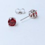 Xuping Stud Earrings with Red Stone, 6mm Diameter, Rhodium