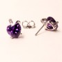 Xuping Stud Earrings 'Heart' with Purple Stone, 11x9mm, Rhodium-Plated