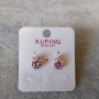 Xuping Stud Earrings 'Heart' with Lilac Stone, 11x9mm, Rhodium-Plated