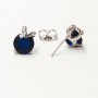 Xuping Stud Earrings with Blue Stone, 11x8mm, Rhodium-Plated