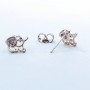 Xuping Stud Earrings 'Elephant' with White Rhinestones, 10x8mm, Rhodium-Plated
