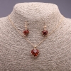 "Heart" Set, Red-Green Multicolour, Pendant 19x16mm and Earrings 27x13mm, 50cm Chain