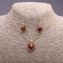 "Heart" Set, Red-Green Multicolour, Pendant 19x16mm and Earrings 27x13mm, 50cm Chain