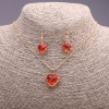 "Heart" Set, Red-Yellow Multicolour, Pendant 19x16mm and Earrings 27x13mm, 50cm Chain