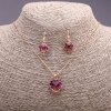 "Heart" Set, Yellow-Pink Multicolour, Pendant 19x16mm and Earrings 27x13mm, 50cm Chain