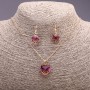 "Heart" Set, Yellow-Pink Multicolour, Pendant 19x16mm and Earrings 27x13mm, 50cm Chain