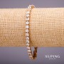 Xuping Bracelet with White Stones, 5mm Thick, 17-19cm Length, Gold Plated