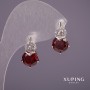 Xuping Earrings with Red Stones 18x10mm Rhodium
