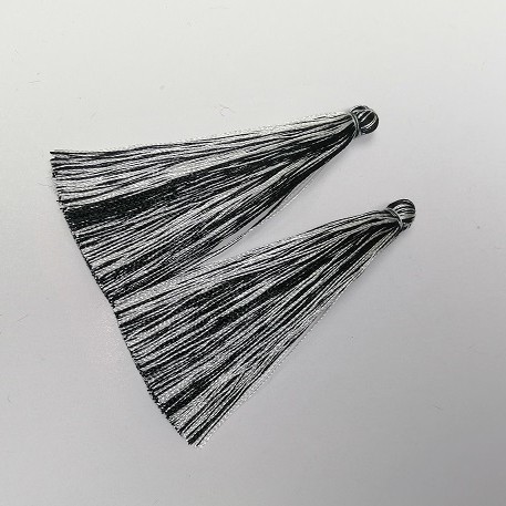 Craft Tassel Blank "Black-White Stripe", length 7cm, diameter 7mm, pair