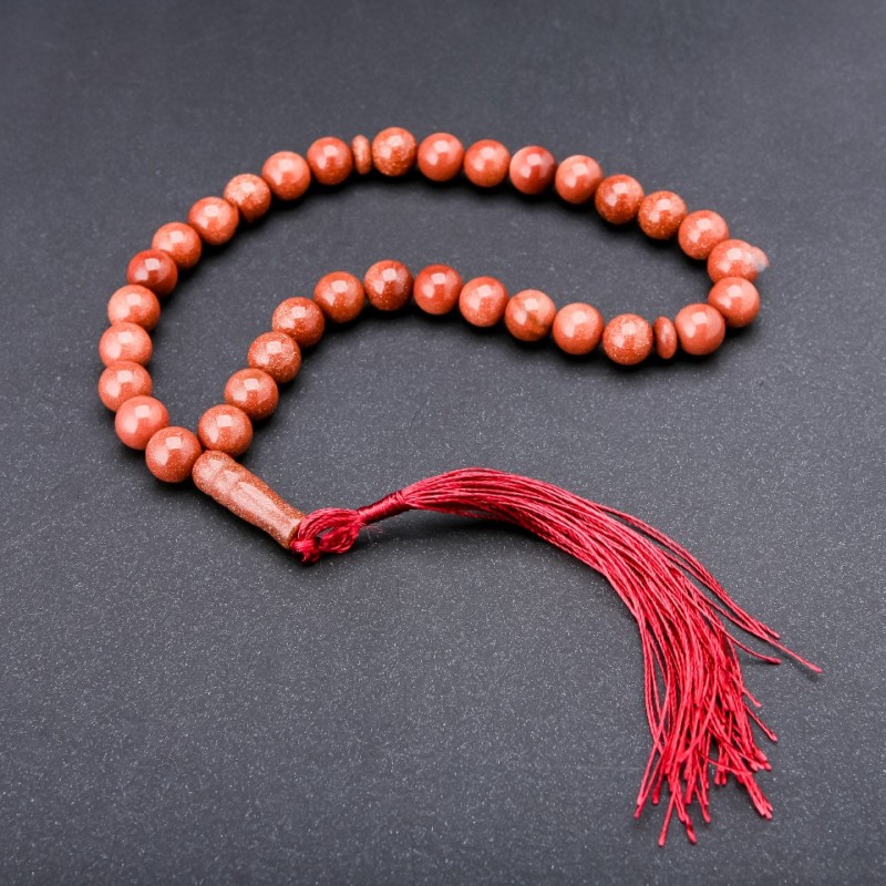 Aventurine Golden Sand (Synthetic) Stone Mala, 33 beads, diameter 10mm+