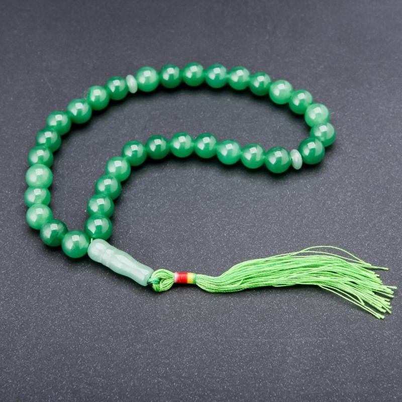 Jade Stone Mala, 33 beads, diameter 10mm+