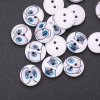 Wooden Kids' Buttons 'Eyes', White/Light Blue, 15mm, Pack of 25