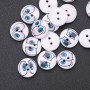 Wooden Kids' Buttons 'Eyes', White/Light Blue, 15mm, Pack of 25