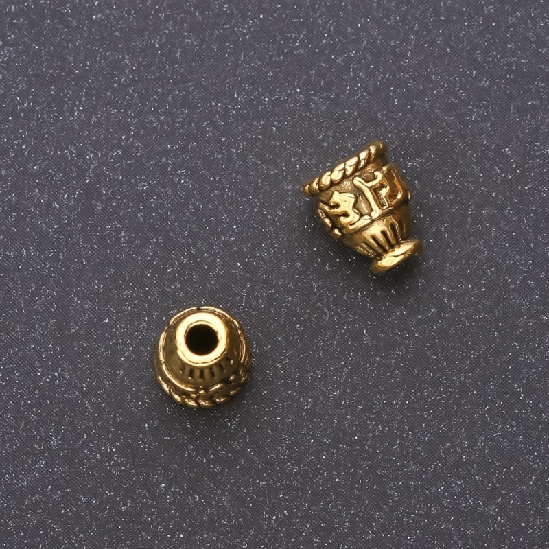 Bead Cap Findings 9x7x4mm, Inner Diameter 2.5-4mm, Pack 20g (24 +/- pcs), Antique Gold