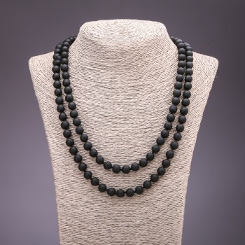Long Shungite Necklace, 8mm diameter, 120cm length