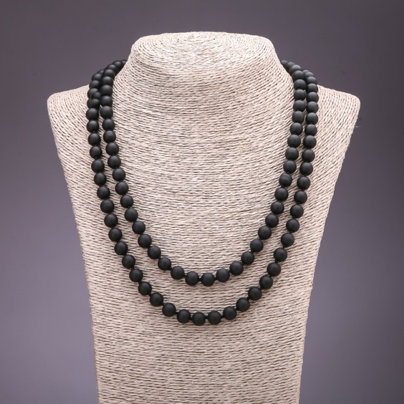 Long Shungite Necklace, 8mm diameter, 120cm length