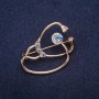 Brooch "Stethoscope" with Chameleon White Rhinestones, 37x26mm, Gold-Tone Metal