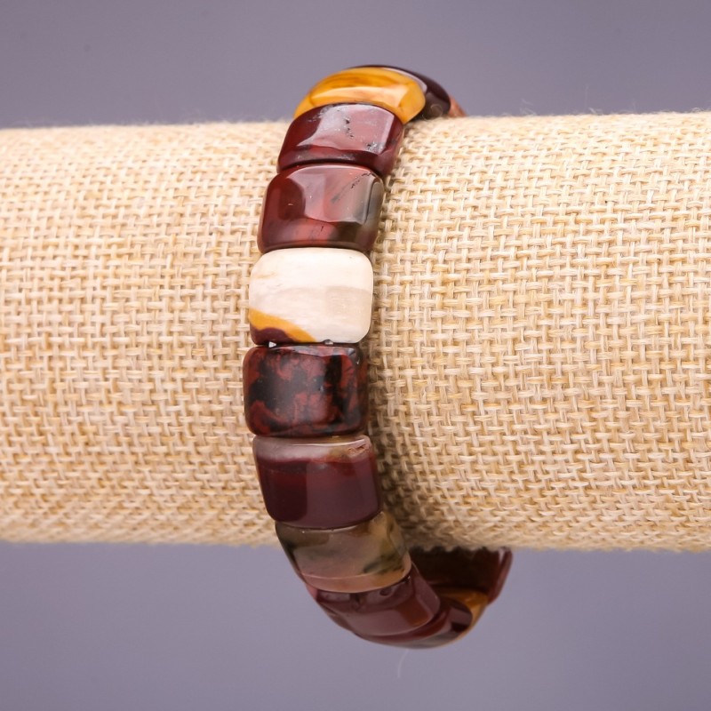 Mookaite Jasper Bracelet, Link 16x11+-mm, Length 18cm, Elastic Band