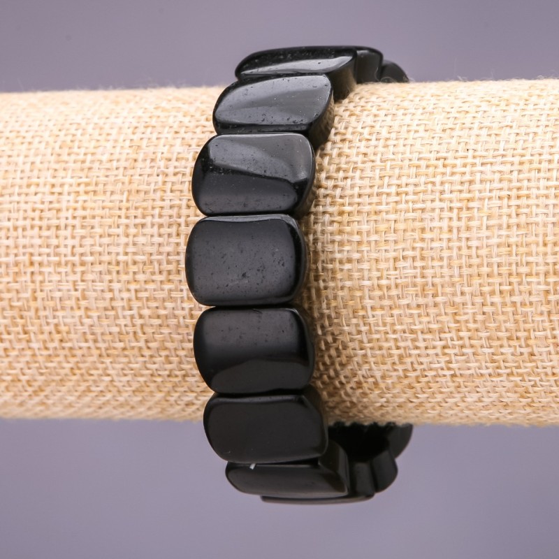Black Agate Bracelet, link 18x14+/-mm, length 18cm on elastic