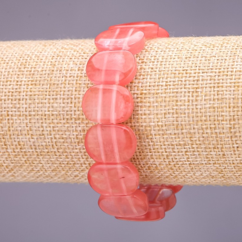 Watermelon Tourmaline Bracelet, link 18x14+/-mm, length 18cm on elastic