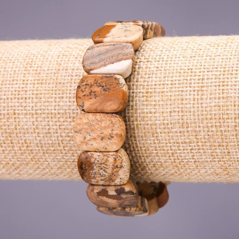 Landscape Jasper Bracelet, link 18x14+/-mm, length 18cm on elastic