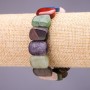 Clearance. Assorted Gemstone Bracelet, link 18x14+/-mm, length 18cm on elastic