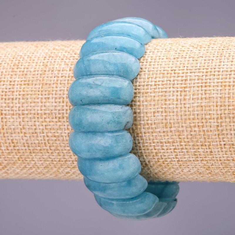 Aquamarine Bracelet, link 25x10+/-mm, length 18cm on elastic