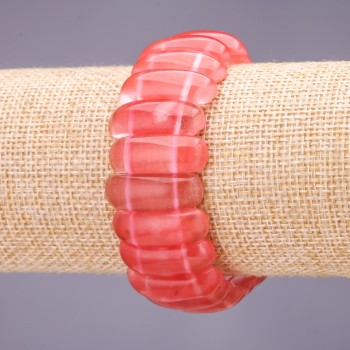 Bracelet Watermelon Tourmaline link 25x10+-mm, length 18cm on elastic